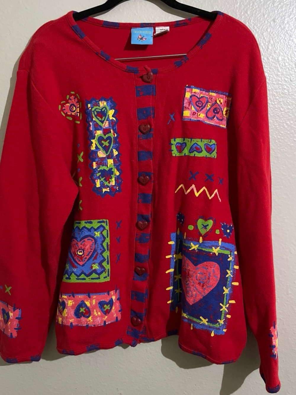 Sportelle Vintage Hand Painted Patchwork Cardigan